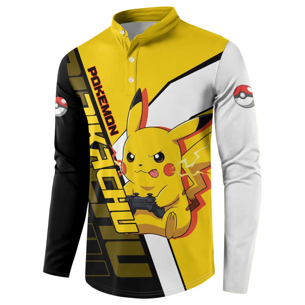 Pikachu Poké Button Sweatshirt Vibrant Retro Anime Style