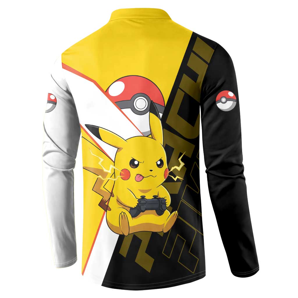 Pikachu Poké Button Sweatshirt Vibrant Retro Anime Style