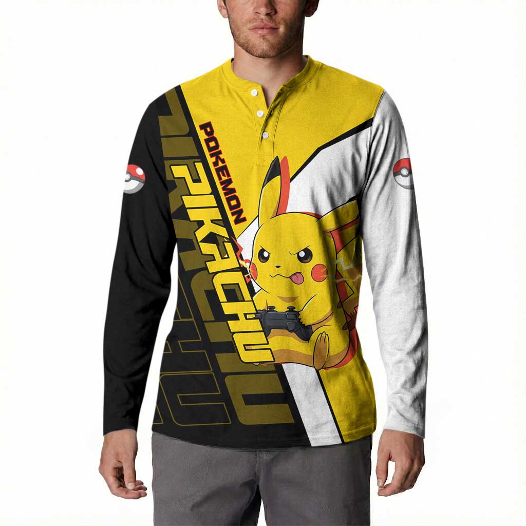Pikachu Poké Button Sweatshirt Vibrant Retro Anime Style