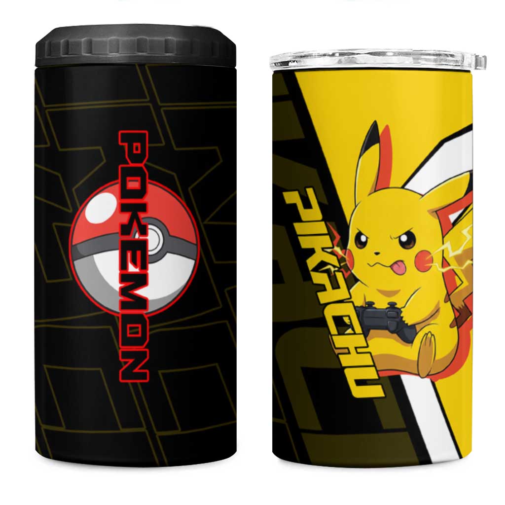 Pikachu Poké 4 in 1 Can Cooler Tumbler Vibrant Retro Anime Style