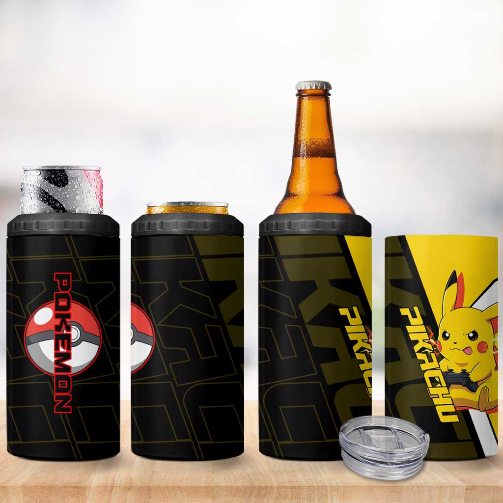 Pikachu Poké 4 in 1 Can Cooler Tumbler Vibrant Retro Anime Style