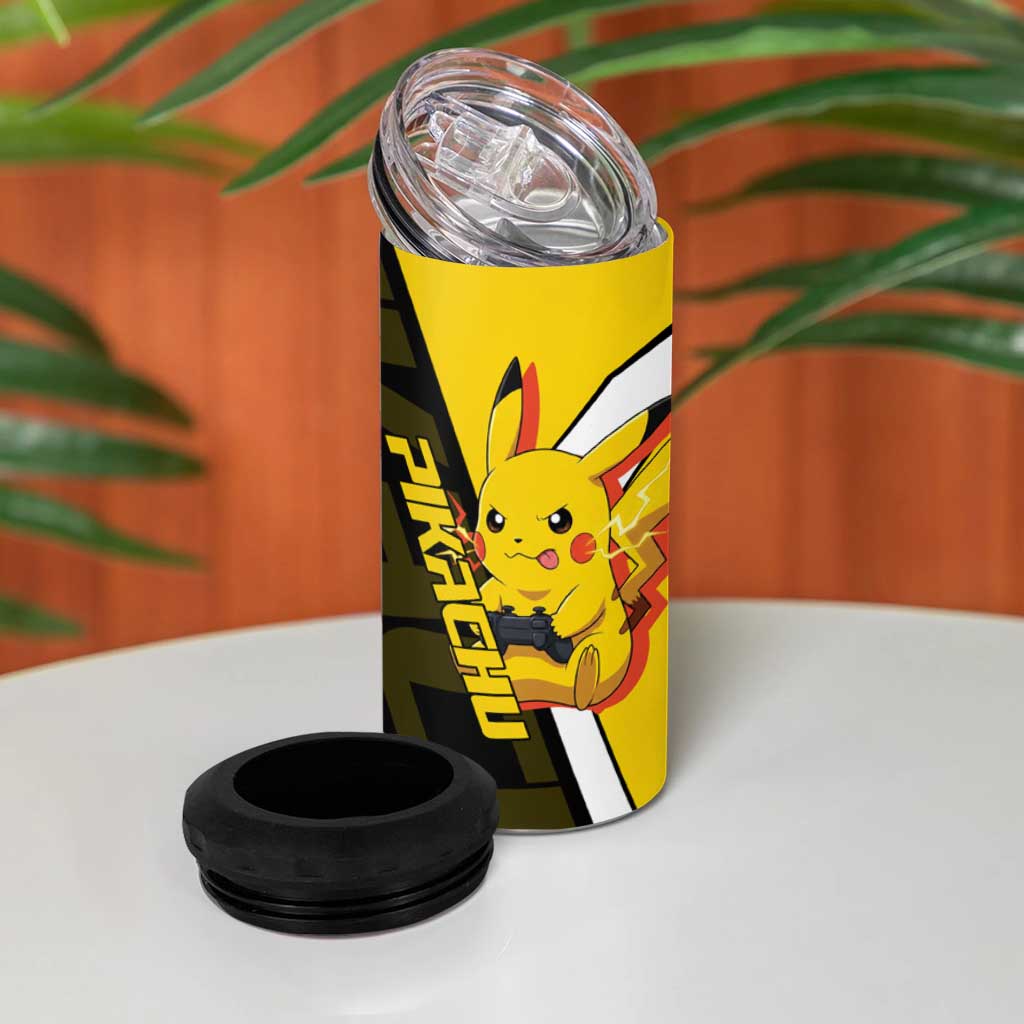 Pikachu Poké 4 in 1 Can Cooler Tumbler Vibrant Retro Anime Style