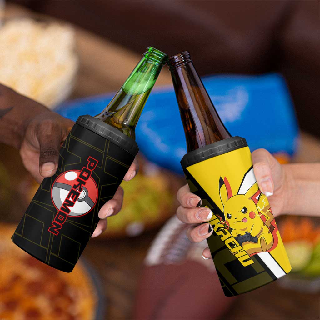 Pikachu Poké 4 in 1 Can Cooler Tumbler Vibrant Retro Anime Style