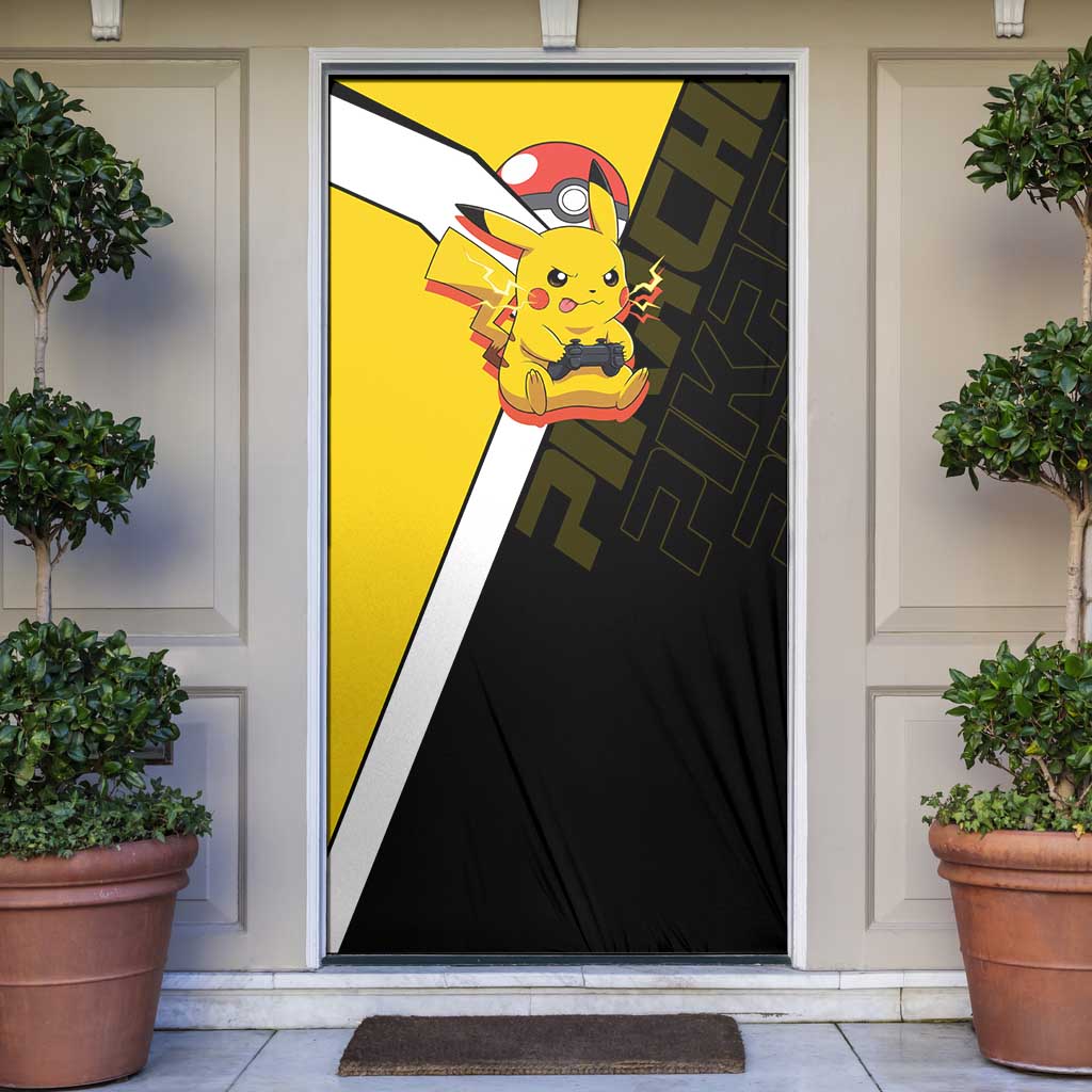 Pikachu Poké Door Cover Vibrant Retro Anime Style