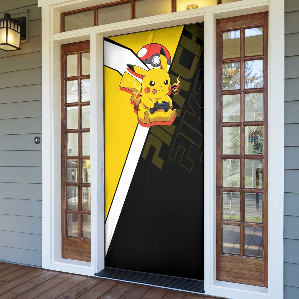 Pikachu Poké Door Cover Vibrant Retro Anime Style