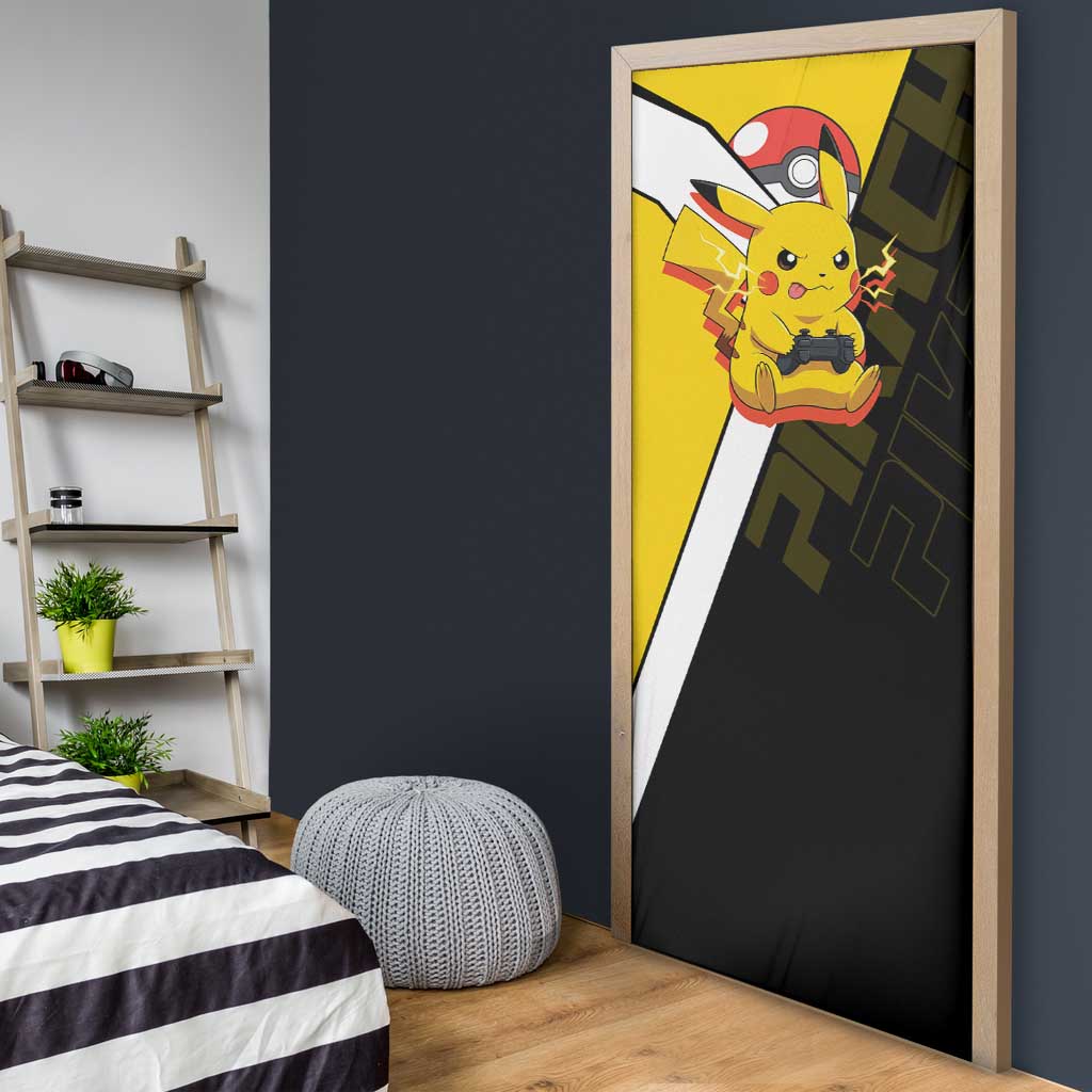 Pikachu Poké Door Cover Vibrant Retro Anime Style