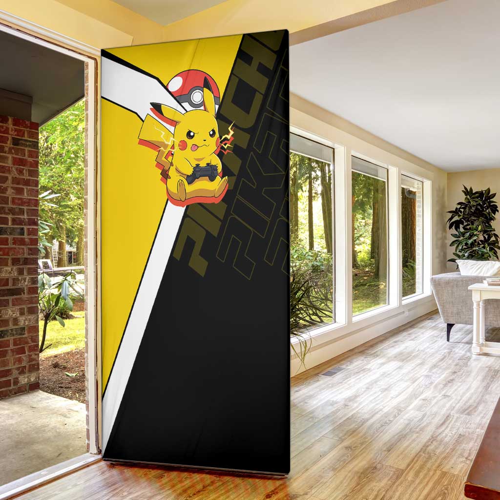 Pikachu Poké Door Cover Vibrant Retro Anime Style