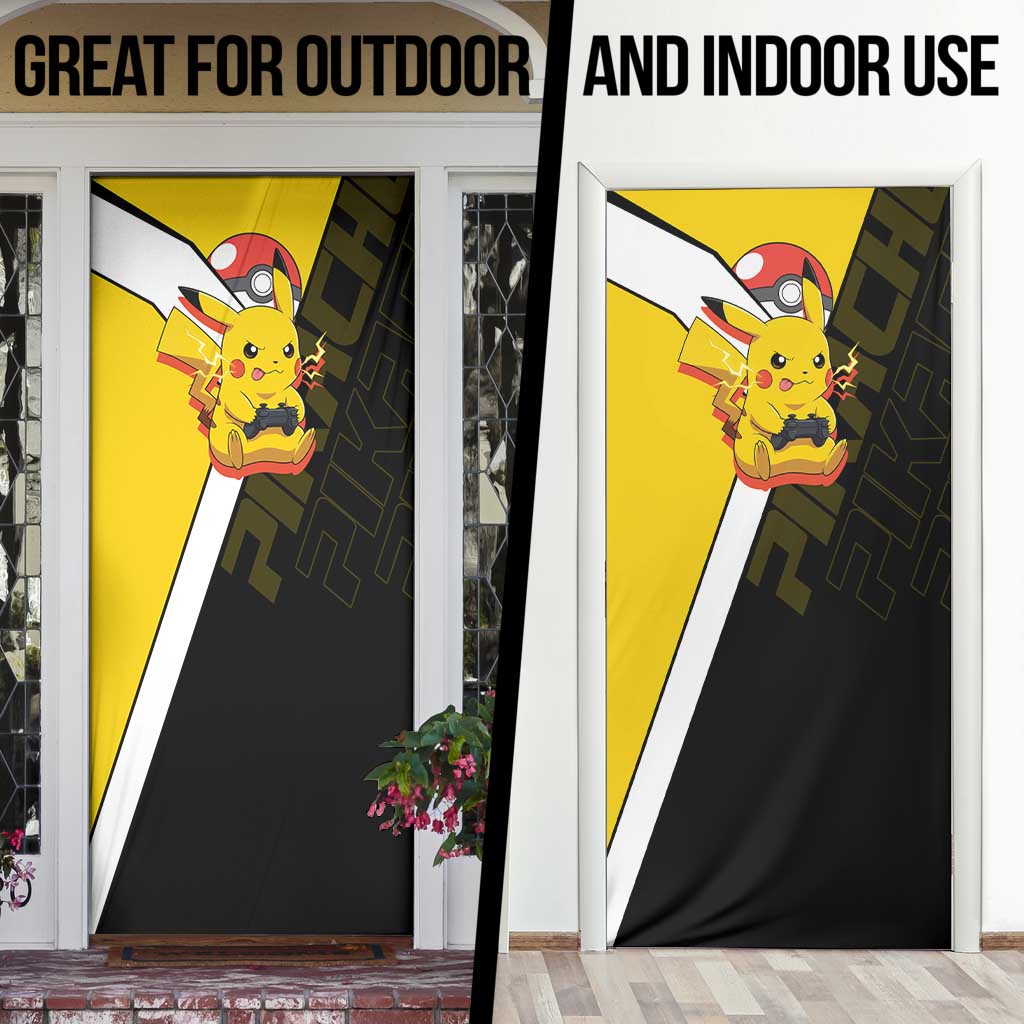 Pikachu Poké Door Cover Vibrant Retro Anime Style