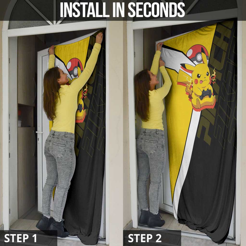 Pikachu Poké Door Cover Vibrant Retro Anime Style