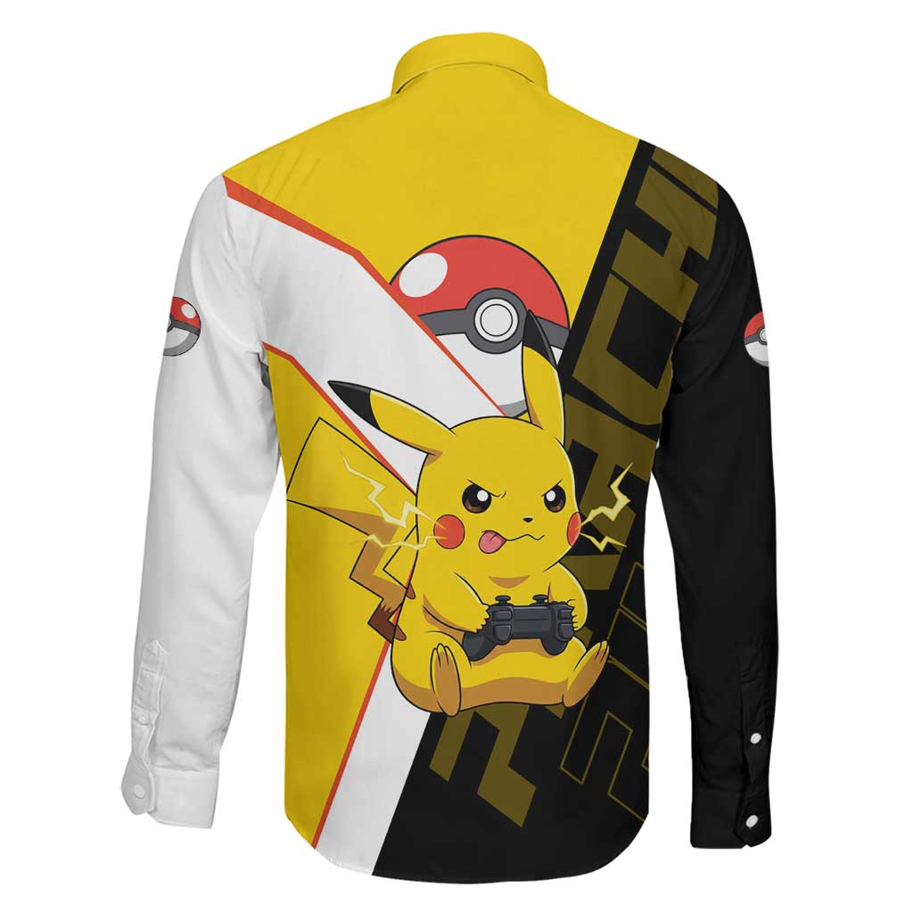Pikachu Poké Family Matching Off The Shoulder Long Sleeve Dress and Hawaiian Shirt Vibrant Retro Anime Style