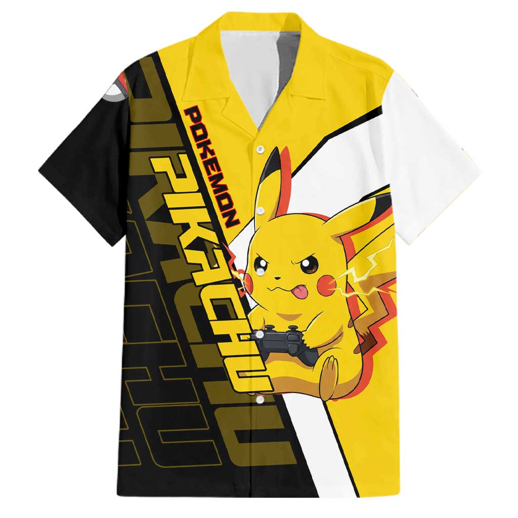 Pikachu Poké Family Matching Short Sleeve Bodycon Dress and Hawaiian Shirt Vibrant Retro Anime Style