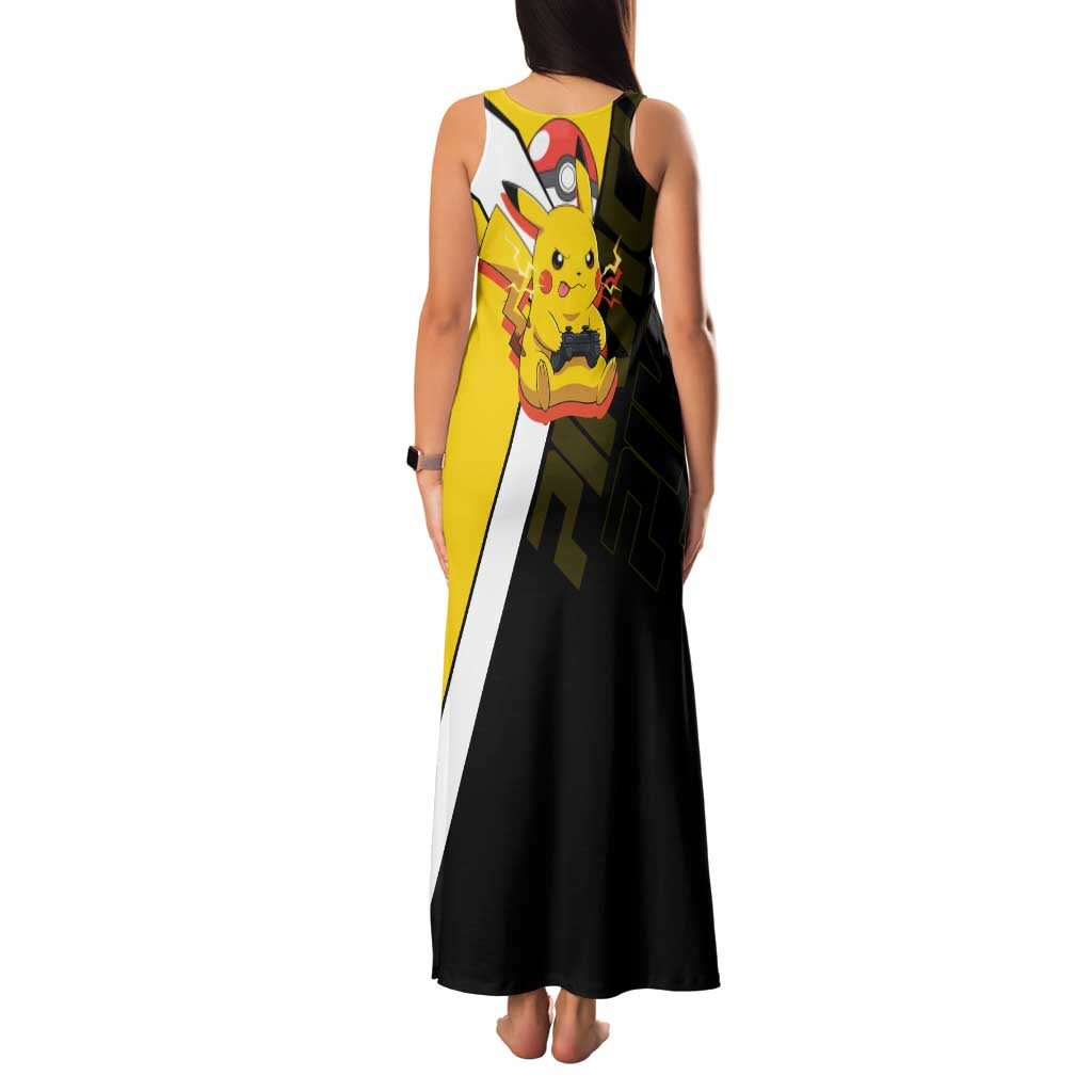Pikachu Poké Family Matching Tank Maxi Dress and Hawaiian Shirt Vibrant Retro Anime Style