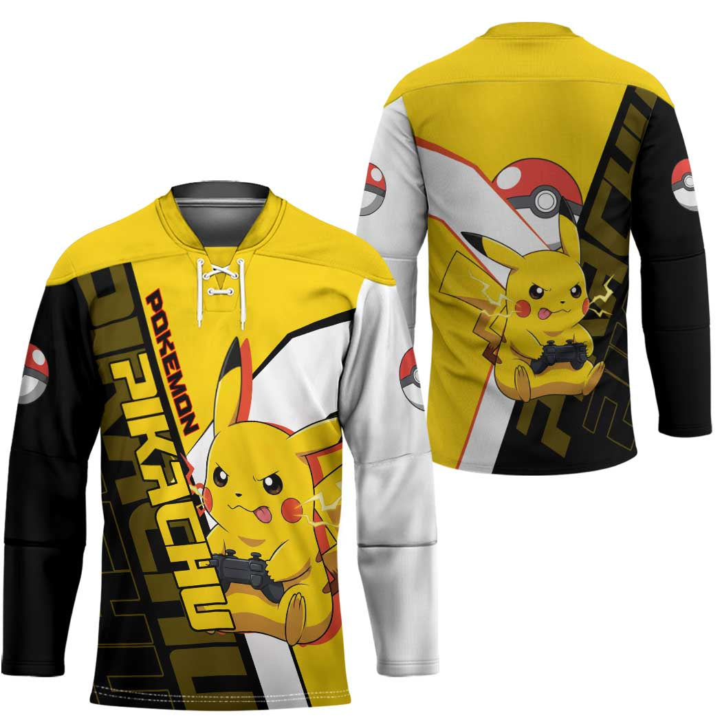 Pikachu Poké Hockey Jersey Vibrant Retro Anime Style