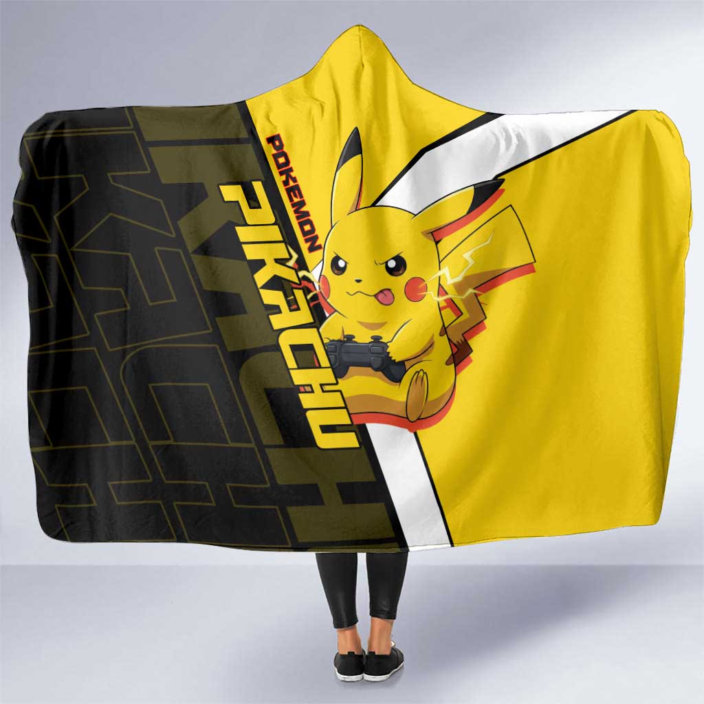 Pikachu Poké Hooded Blanket Vibrant Retro Anime Style