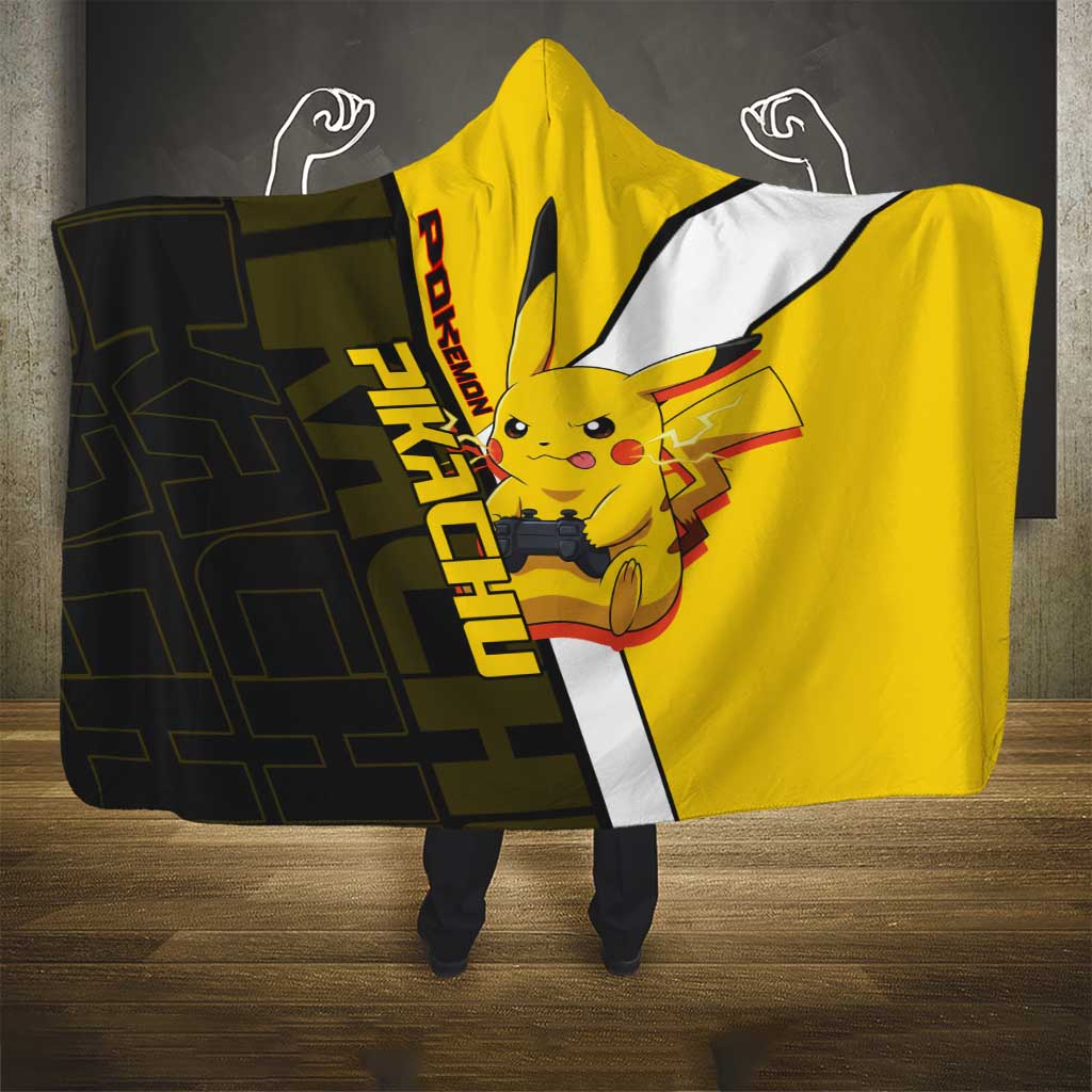 Pikachu Poké Hooded Blanket Vibrant Retro Anime Style