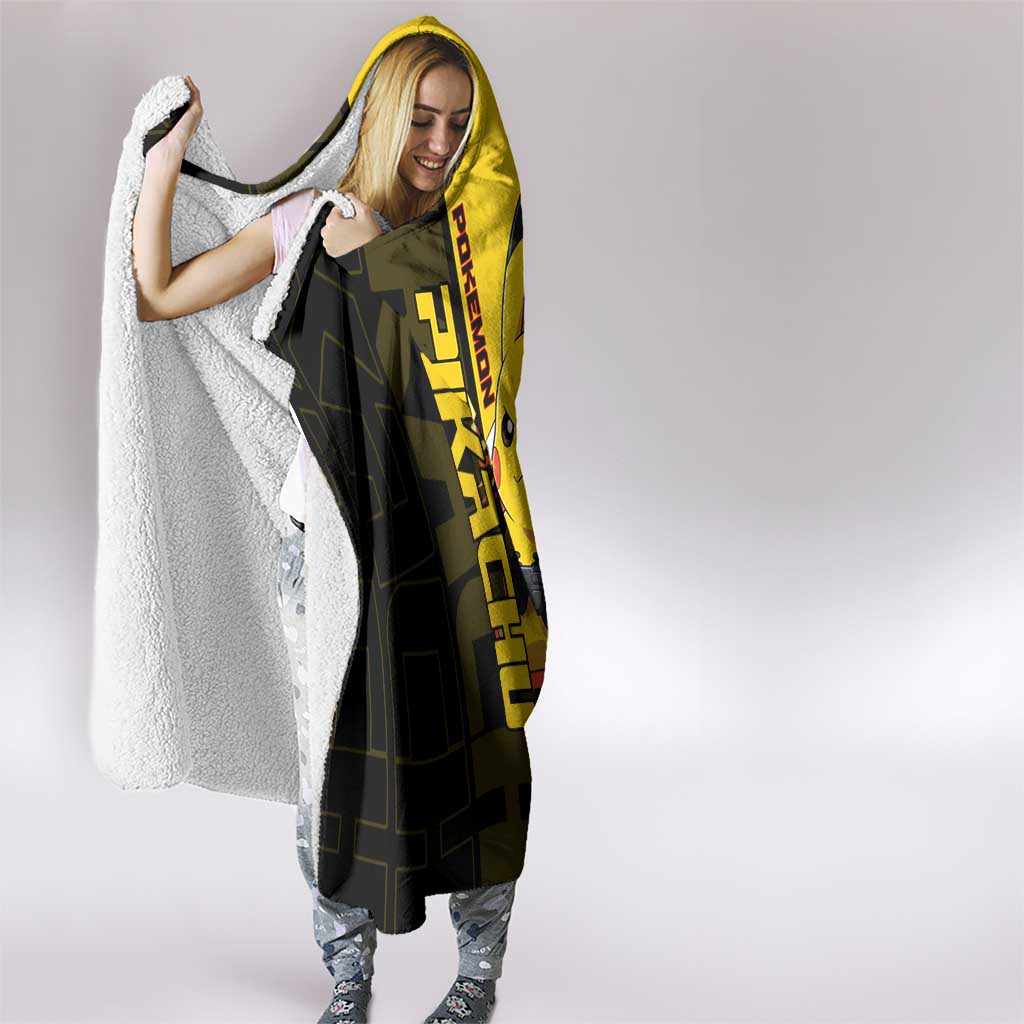 Pikachu Poké Hooded Blanket Vibrant Retro Anime Style