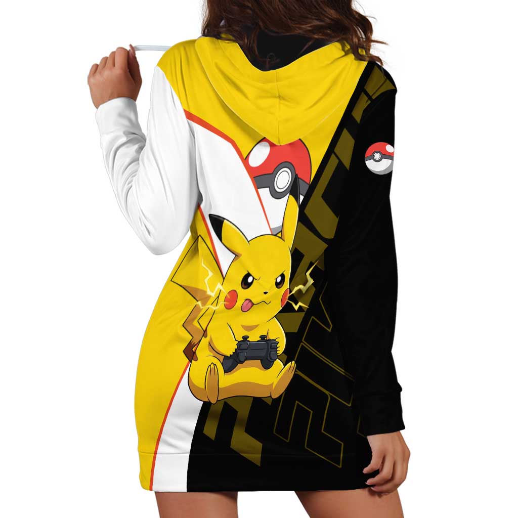 Pikachu Poké Hoodie Dress Vibrant Retro Anime Style