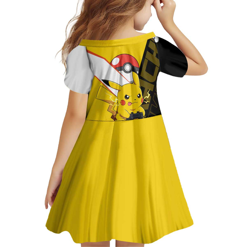Pikachu Poké Kid Short Sleeve Dress Vibrant Retro Anime Style