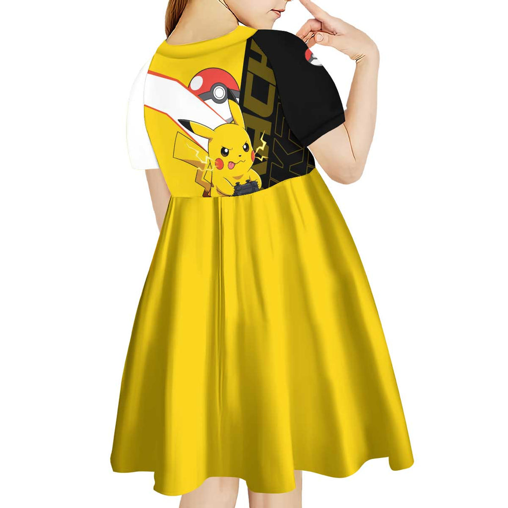 Pikachu Poké Kid Short Sleeve Dress Vibrant Retro Anime Style