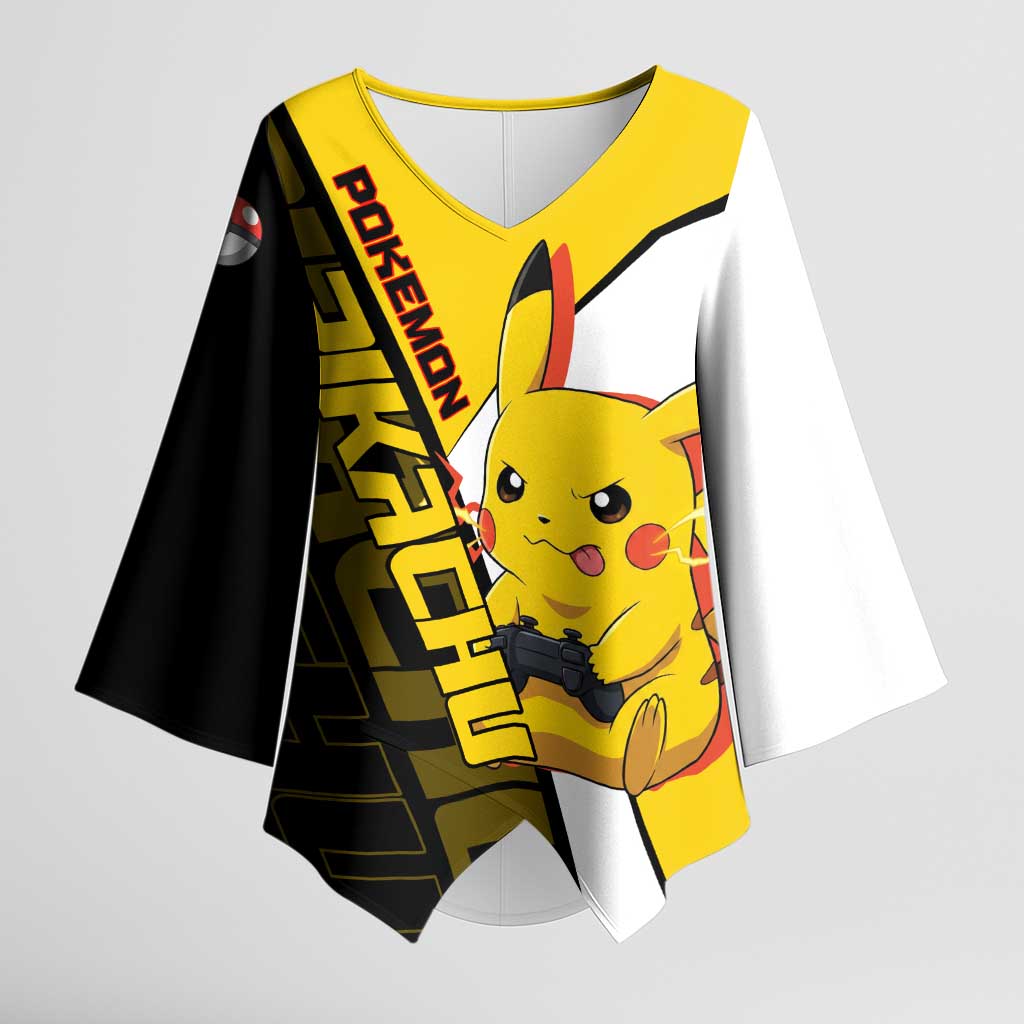 Pikachu Poké Kimono Sleeve Blouse Vibrant Retro Anime Style