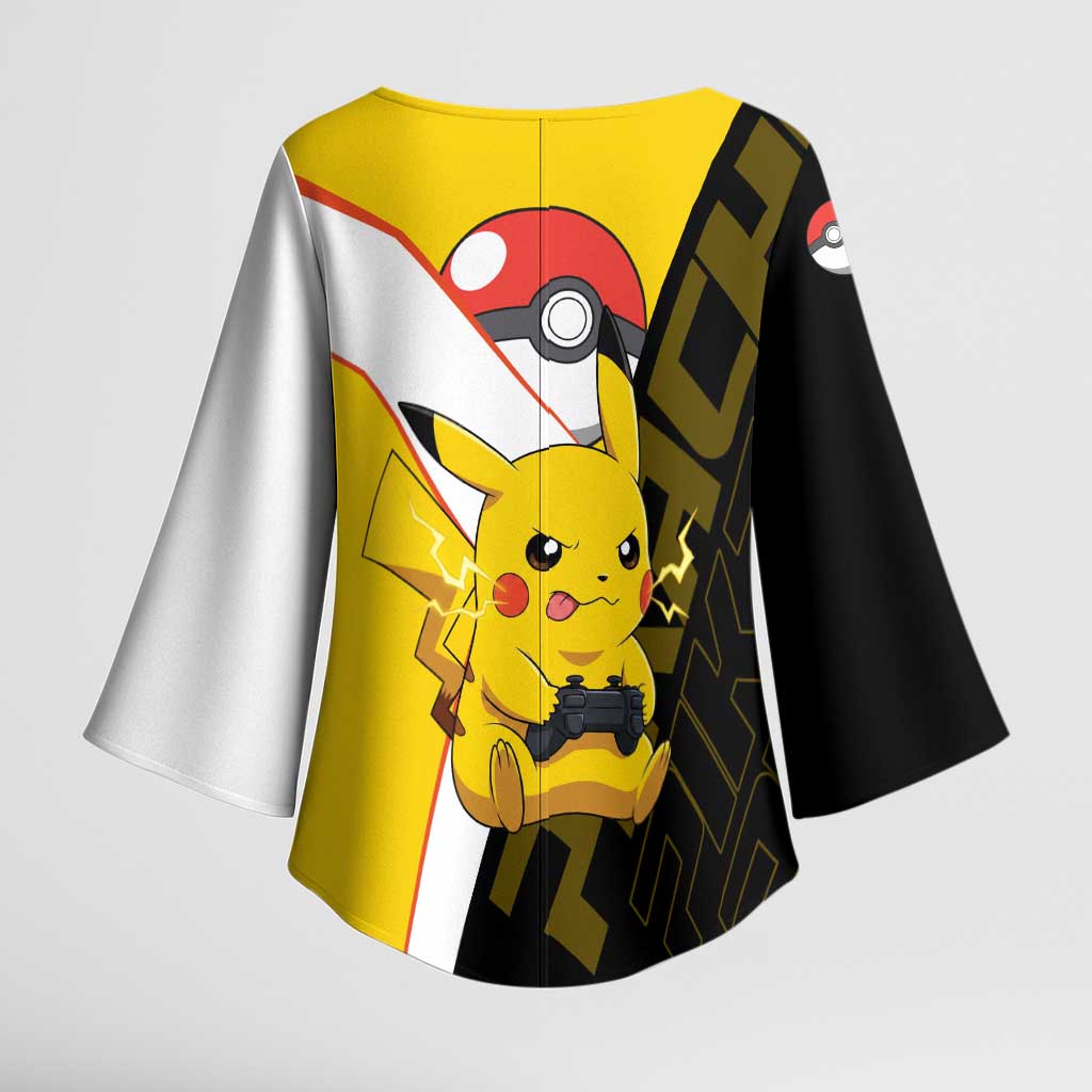 Pikachu Poké Kimono Sleeve Blouse Vibrant Retro Anime Style