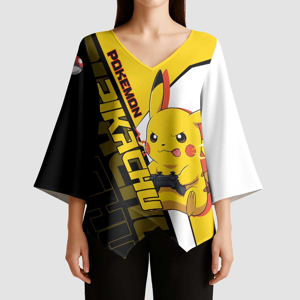 Pikachu Poké Kimono Sleeve Blouse Vibrant Retro Anime Style