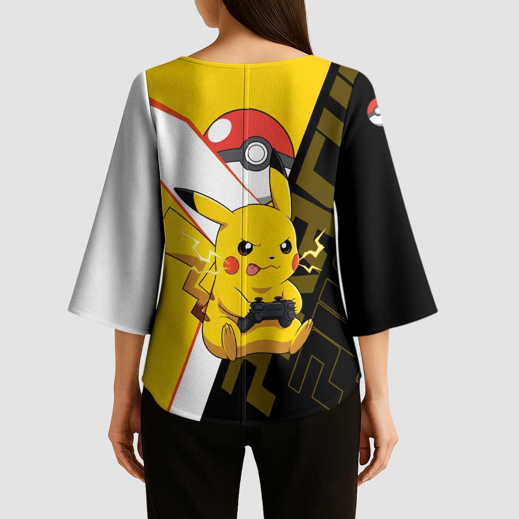 Pikachu Poké Kimono Sleeve Blouse Vibrant Retro Anime Style