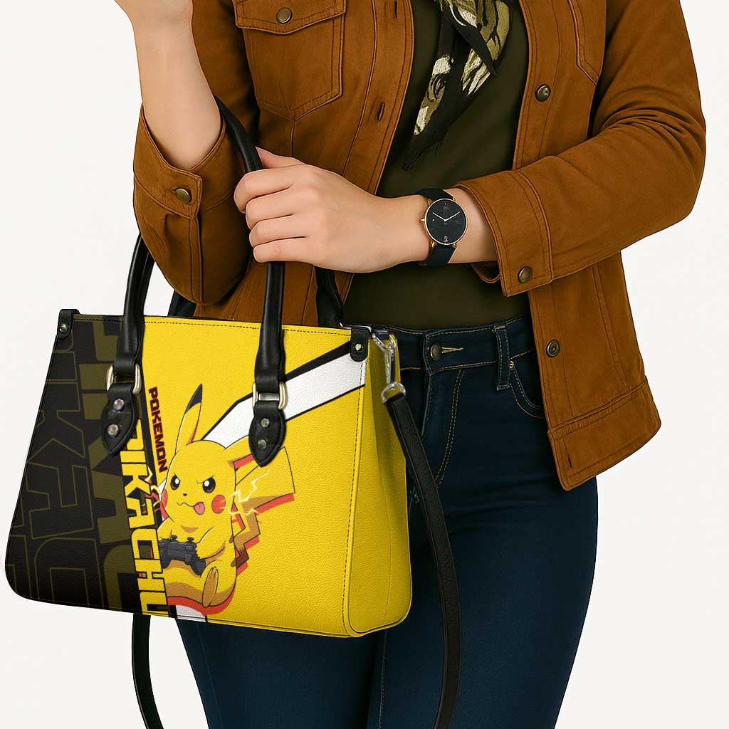Pikachu Poké Leather Bag Vibrant Retro Anime Style