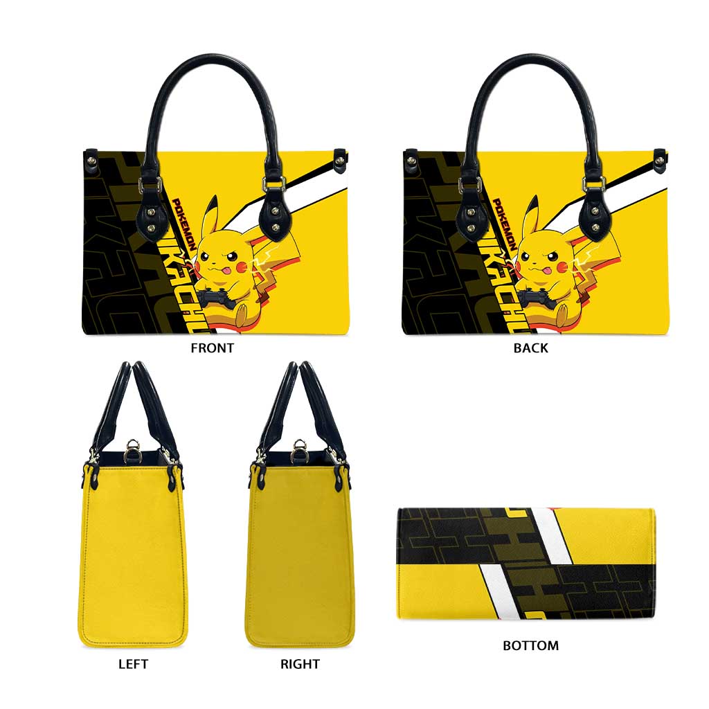 Pikachu Poké Leather Bag Vibrant Retro Anime Style