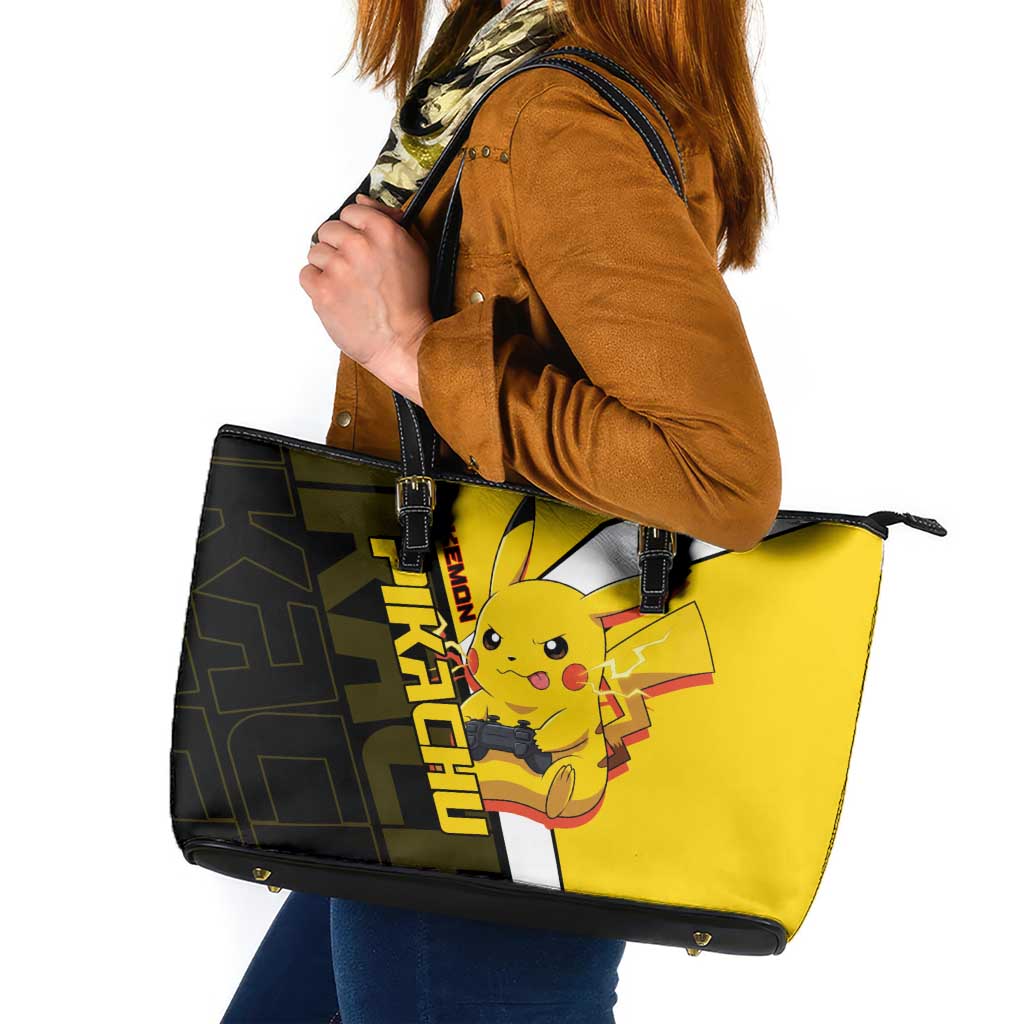 Pikachu Poké Leather Tote Bag Vibrant Retro Anime Style