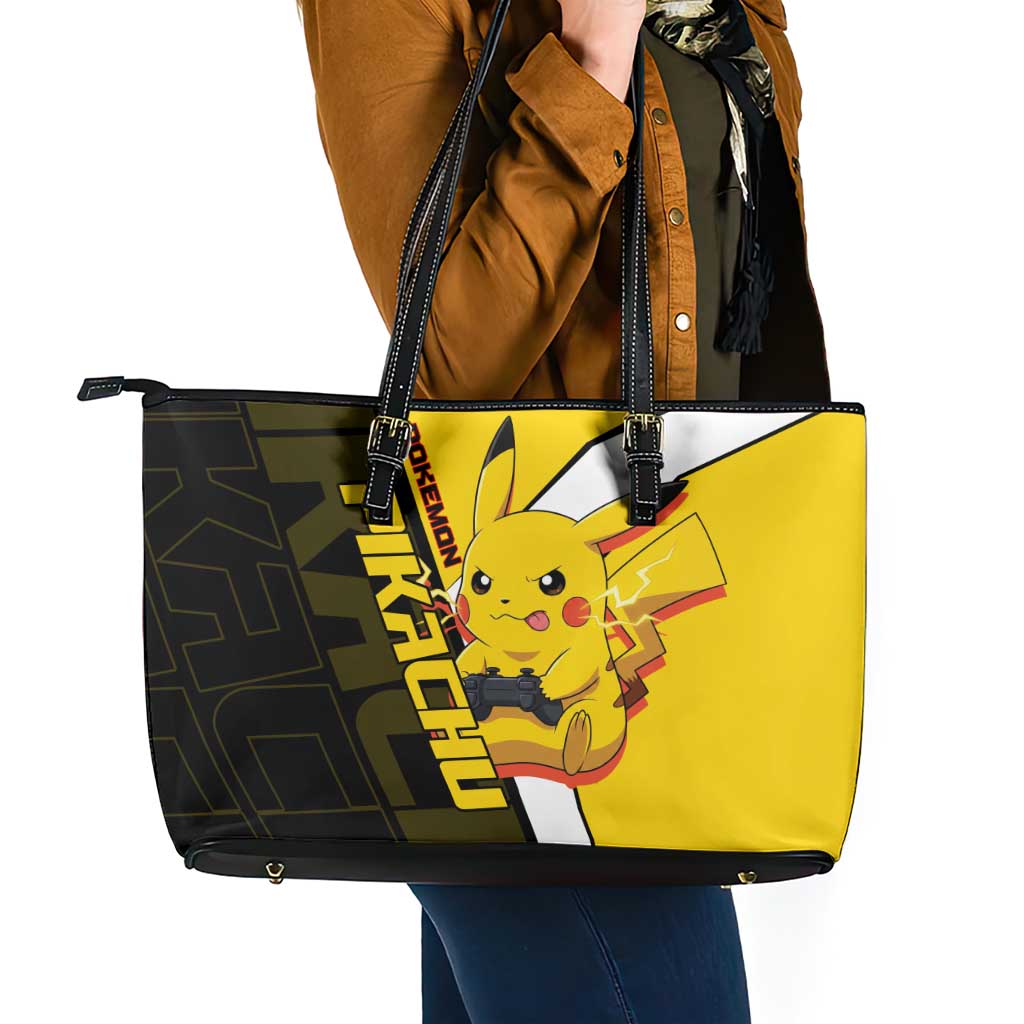 Pikachu Poké Leather Tote Bag Vibrant Retro Anime Style