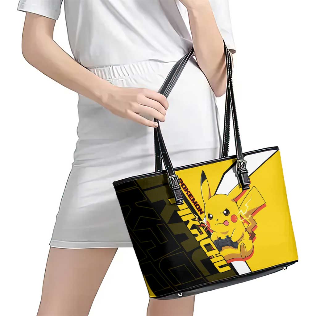 Pikachu Poké Leather Tote Bag Vibrant Retro Anime Style