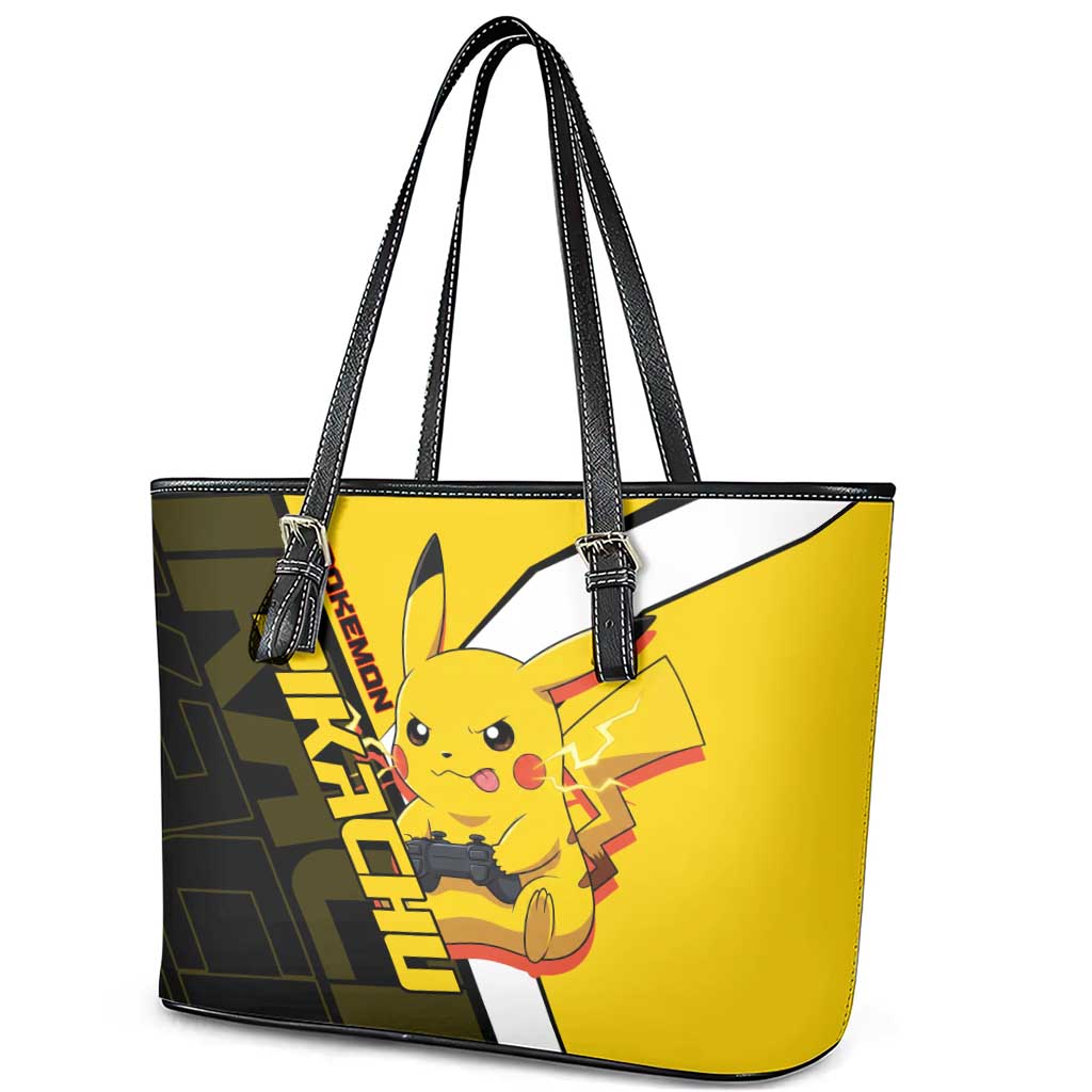 Pikachu Poké Leather Tote Bag Vibrant Retro Anime Style