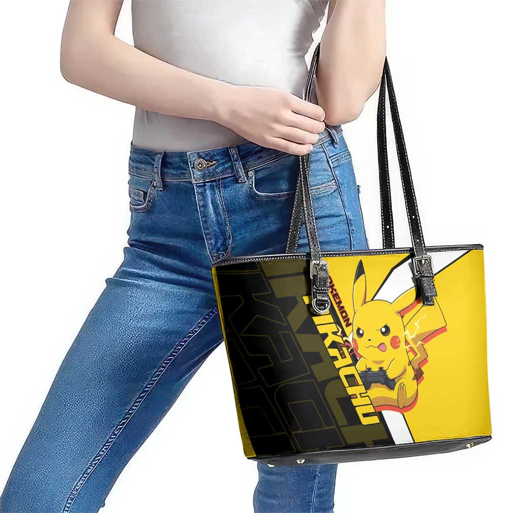 Pikachu Poké Leather Tote Bag Vibrant Retro Anime Style