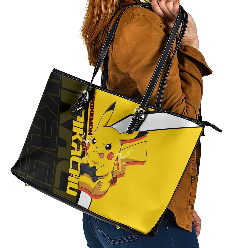 Pikachu Poké Leather Tote Bag Vibrant Retro Anime Style