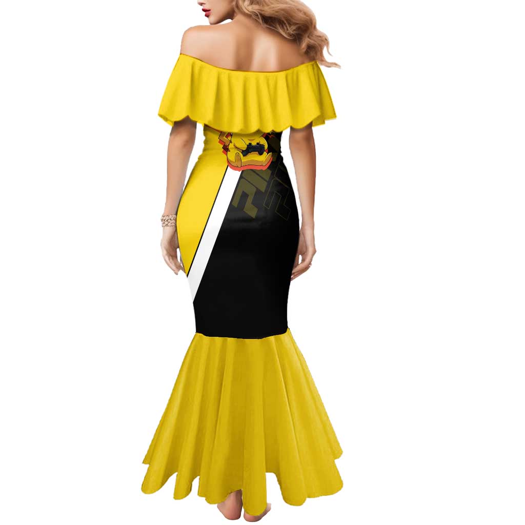 Pikachu Poké Mermaid Dress Vibrant Retro Anime Style