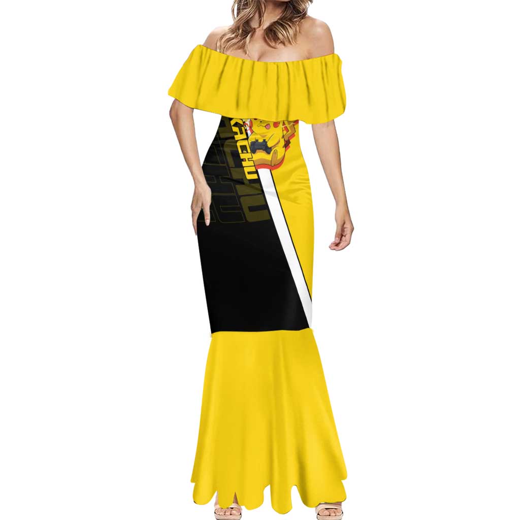 Pikachu Poké Mermaid Dress Vibrant Retro Anime Style