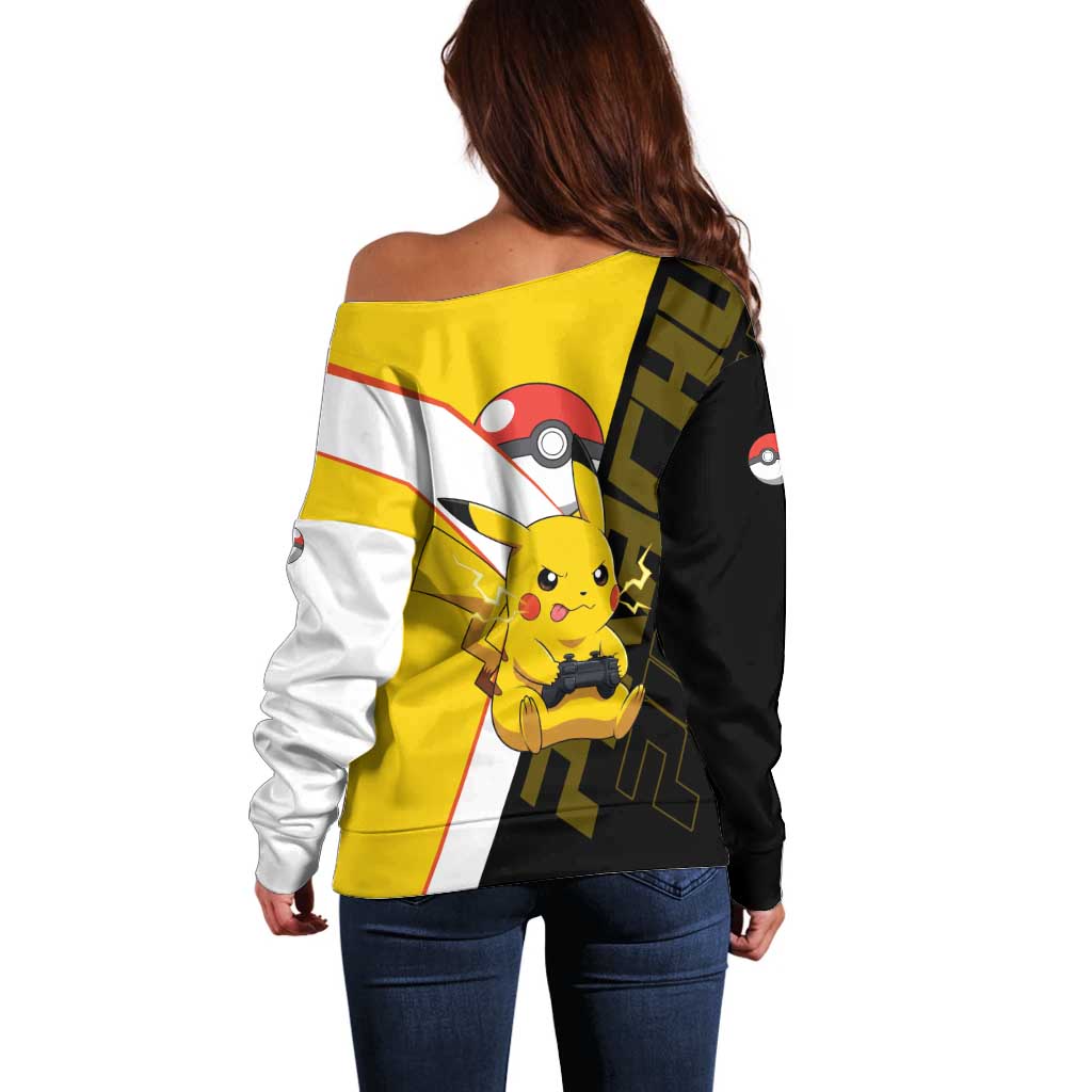 Pikachu Poké Off Shoulder Sweater Vibrant Retro Anime Style