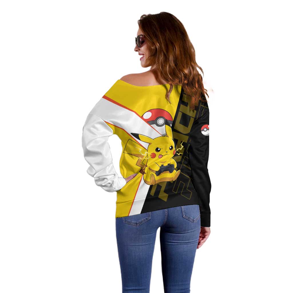 Pikachu Poké Off Shoulder Sweater Vibrant Retro Anime Style