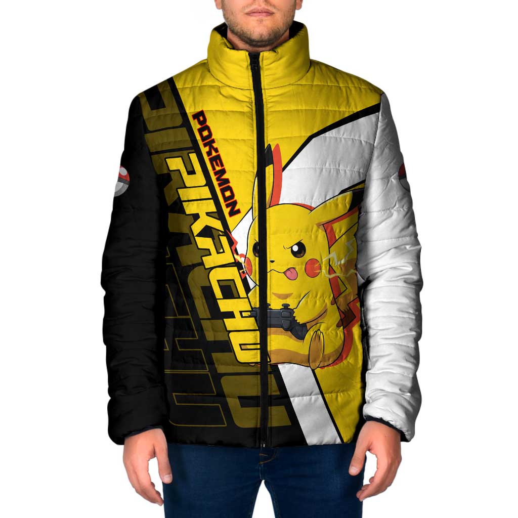 Pikachu Poké Padded Jacket Vibrant Retro Anime Style