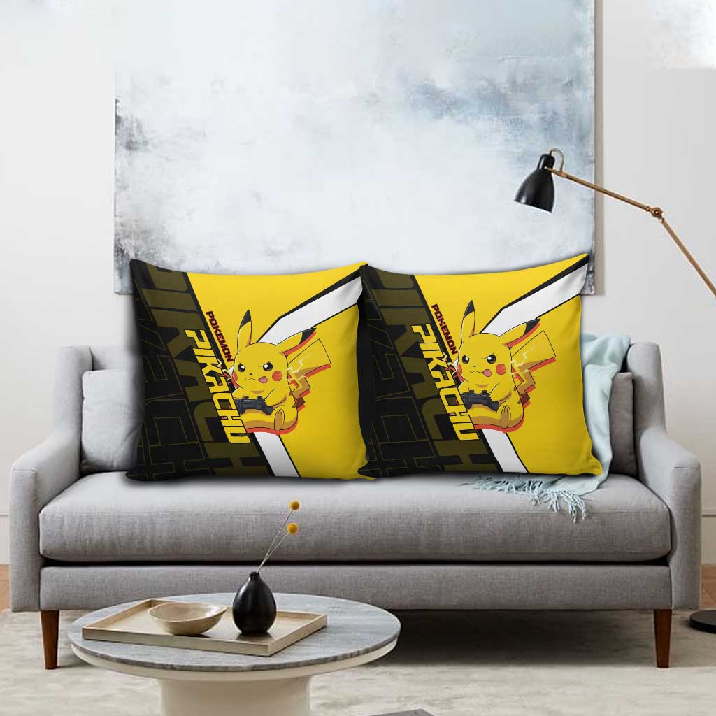 Pikachu Poké Pillow Cover Vibrant Retro Anime Style