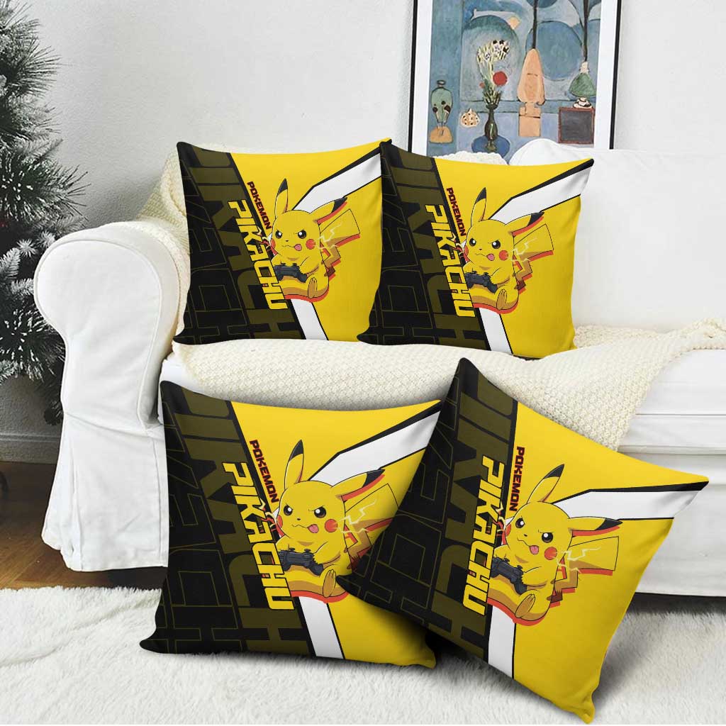 Pikachu Poké Pillow Cover Vibrant Retro Anime Style