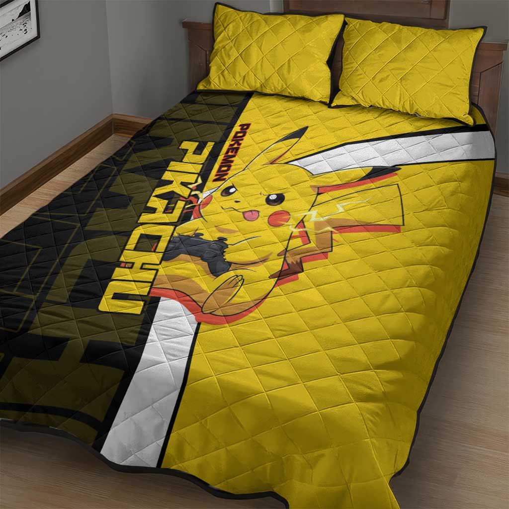 Pikachu Poké Quilt Bed Set Vibrant Retro Anime Style