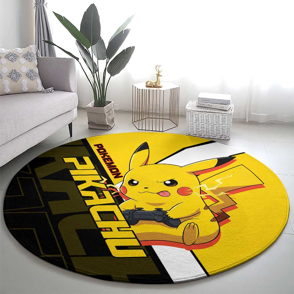 Pikachu Poké Round Carpet Vibrant Retro Anime Style