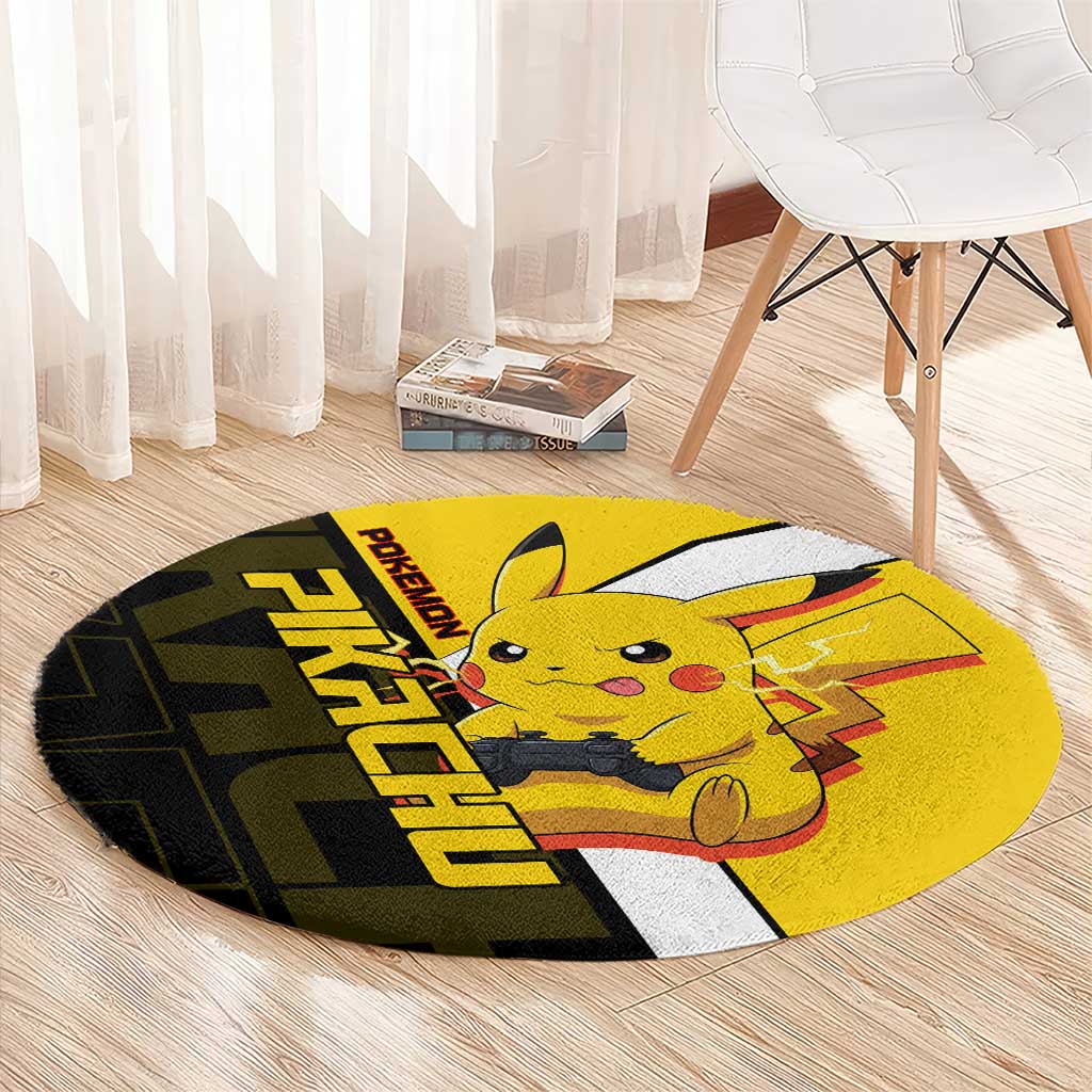 Pikachu Poké Round Carpet Vibrant Retro Anime Style