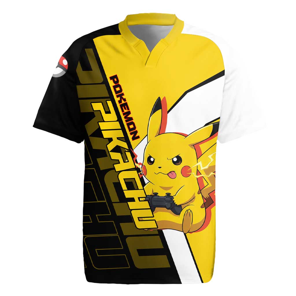 Pikachu Poké Rugby Jersey Vibrant Retro Anime Style