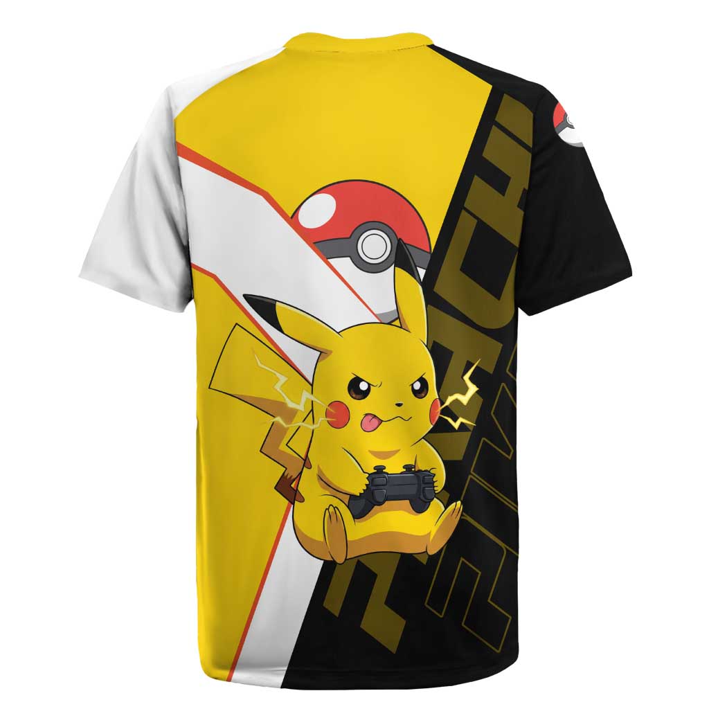 Pikachu Poké Rugby Jersey Vibrant Retro Anime Style