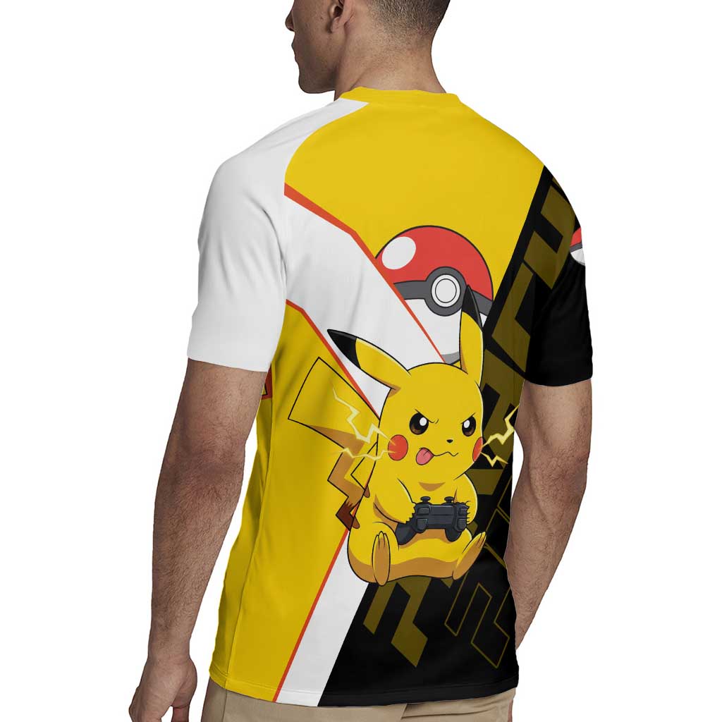 Pikachu Poké Rugby Jersey Vibrant Retro Anime Style