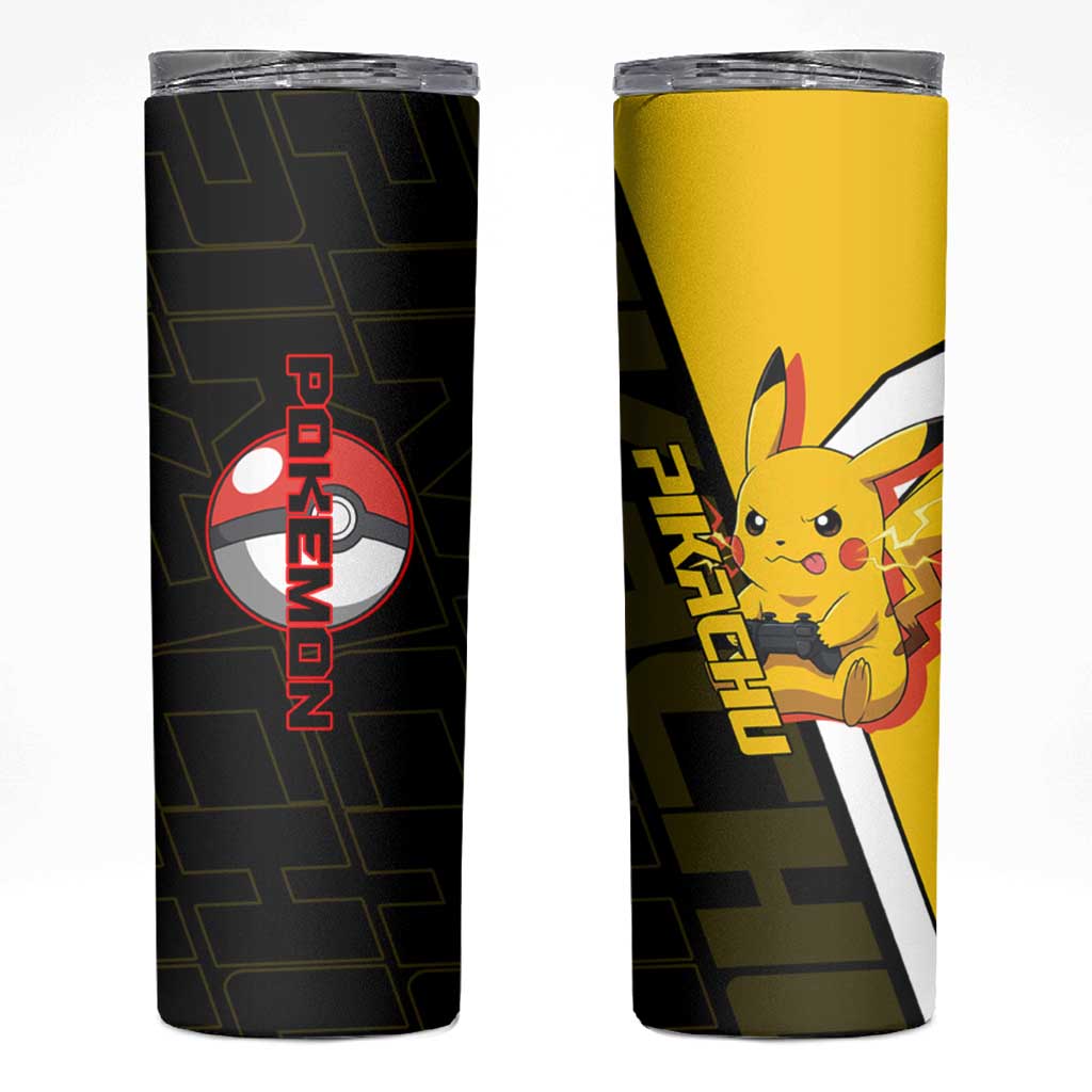 Pikachu Poké Skinny Tumbler Vibrant Retro Anime Style