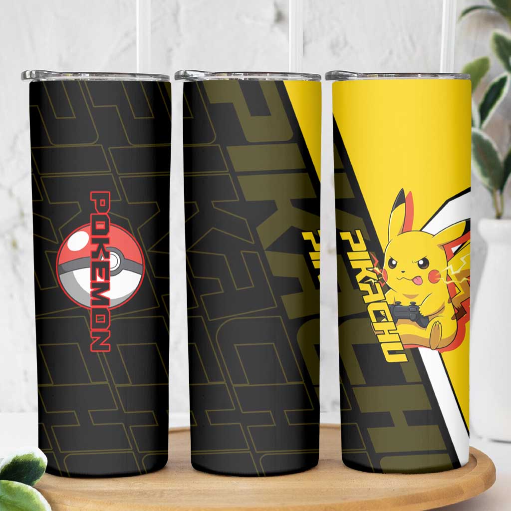 Pikachu Poké Skinny Tumbler Vibrant Retro Anime Style